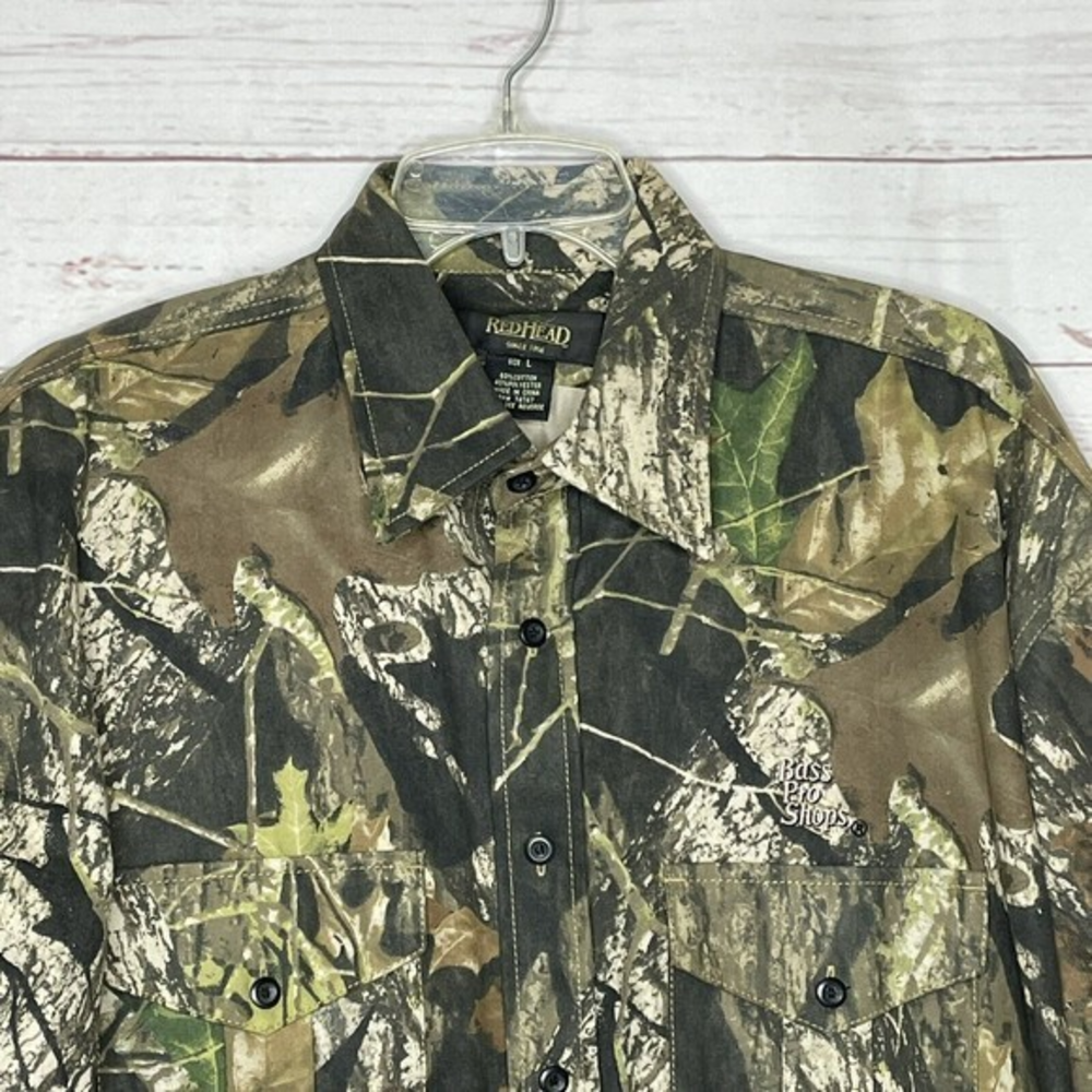 RedHead Mens Sz L Camouflage Long Sleeve Button‎ Up Hunting Shirt bass pro